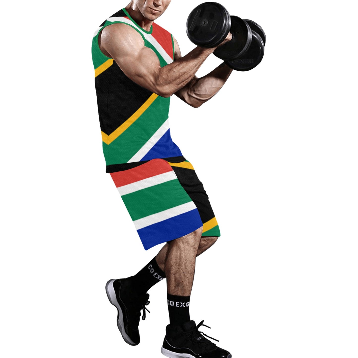 ZA Flag Men's Basketball Tracksuit - men's short set at TFC&H Co.