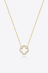 GOLD ONE SIZE - Inlaid Cubic Zirconia 925 Sterling Silver Necklace - 2 options - necklace at TFC&H Co.