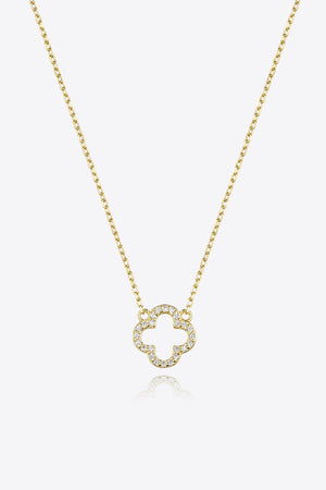 GOLD ONE SIZE - Inlaid Cubic Zirconia 925 Sterling Silver Necklace - 2 options - necklace at TFC&H Co.