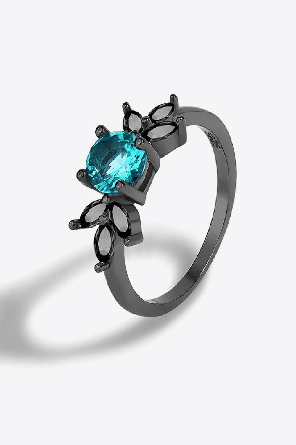 BLACK - Paraiba Tourmaline and Zircon Leaf Ring - ring at TFC&H Co.