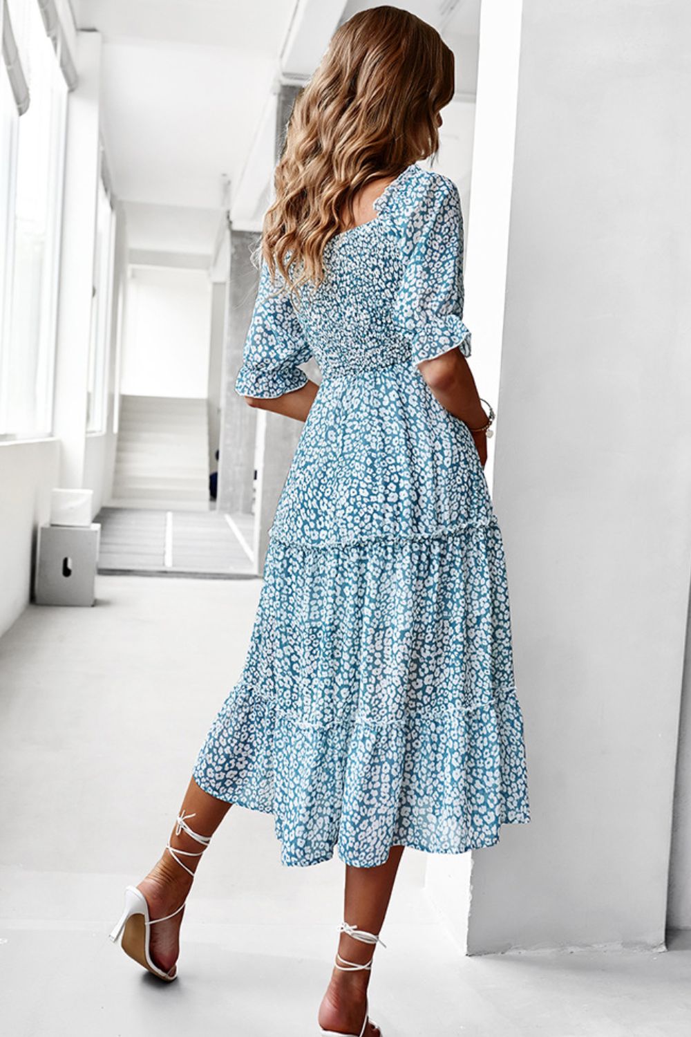 Ditsy Floral Off-Shoulder Smocked Midi Dress - 3 colors - women's dress at TFC&H Co.