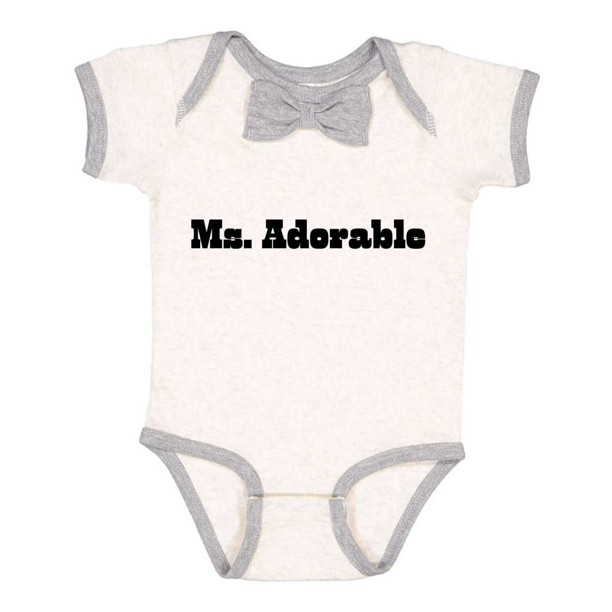 NATURAL HEATHER/ HEATHER - Ms. Adorable Baby Rib Bow Tie Bodysuit - Ships from The US - infant onesie at TFC&H Co.