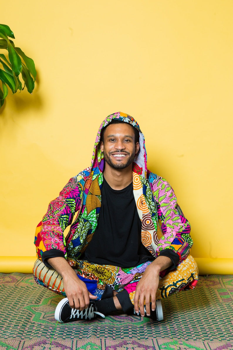L - Festival Hippie African Print Unisex Jacket, Sustainable Clothing - unisex jacket at TFC&H Co.