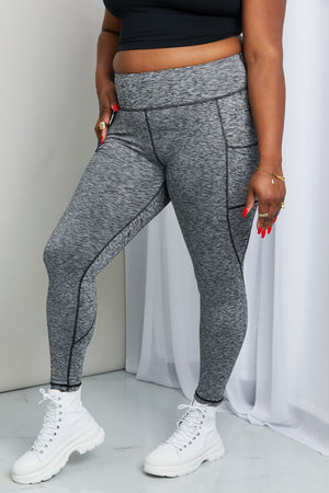 - Rae Mode Full Size Heathered Wide Waistband Yoga Leggings - Ships from The US - womens leggings at TFC&H Co.