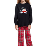 S Black and Red Flannel - Snow Man's Delight Youth Long Sleeve Top and Flannel Christmas Pajama Set - kids pajama set at TFC&H Co.