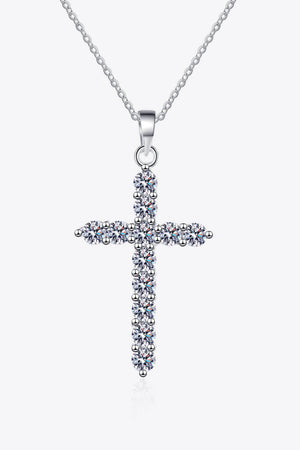 - 925 Sterling Silver Cross Moissanite Necklace - necklace at TFC&H Co.