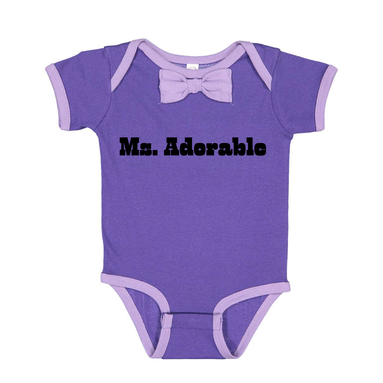 PURPLE/ LAVENDER - Ms. Adorable Baby Rib Bow Tie Bodysuit - Ships from The US - infant onesie at TFC&H Co.
