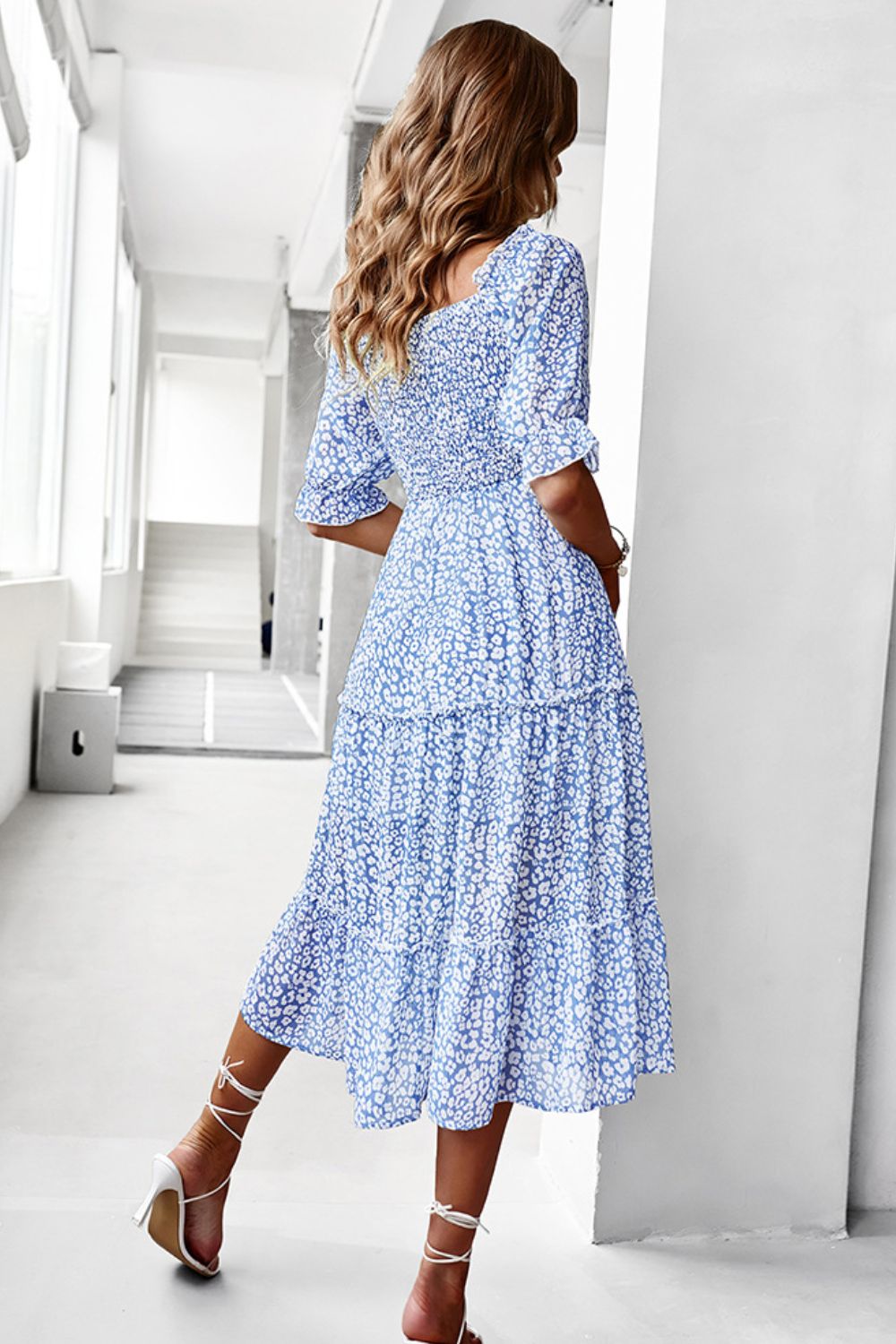 Ditsy Floral Off-Shoulder Smocked Midi Dress - 3 colors - women's dress at TFC&H Co.