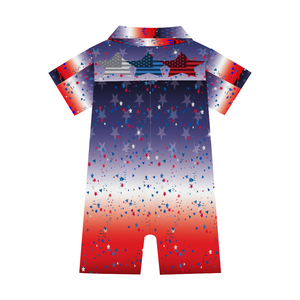 - Ombre Star Flag Infant Baby Short Sleeves Button Romper - infant romper at TFC&H Co.