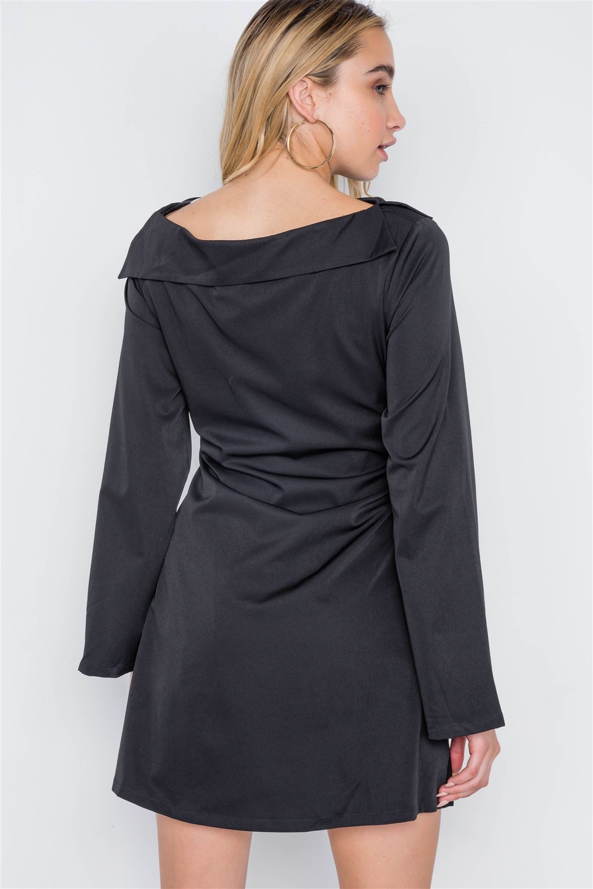 Straight Neck Solid Front-tie Dress - women's dress at TFC&H Co.