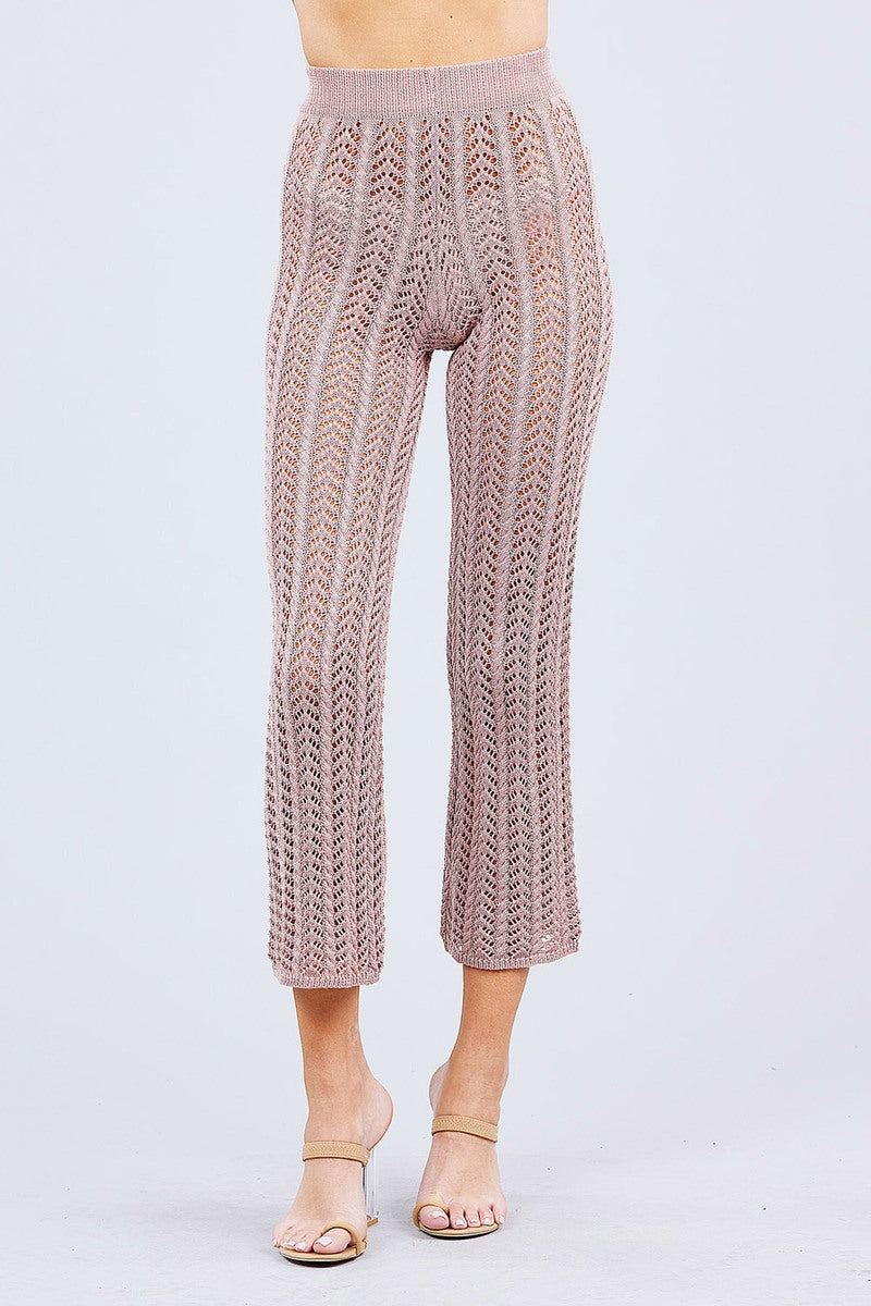Blush - Flare Long Fishnet Sweater Pants - 2 colors - womens pants at TFC&H Co.