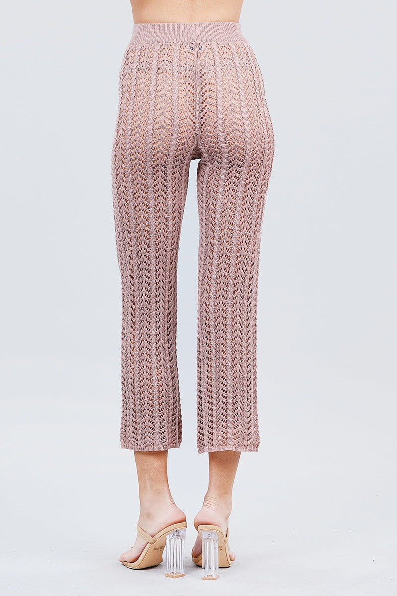 Flare Long Fishnet Sweater Pants - 2 colors - women's pants at TFC&H Co.