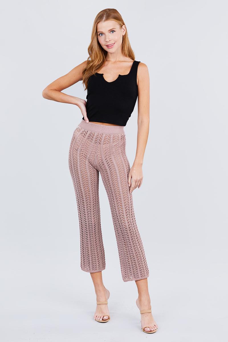 Flare Long Fishnet Sweater Pants - 2 colors - women's pants at TFC&H Co.