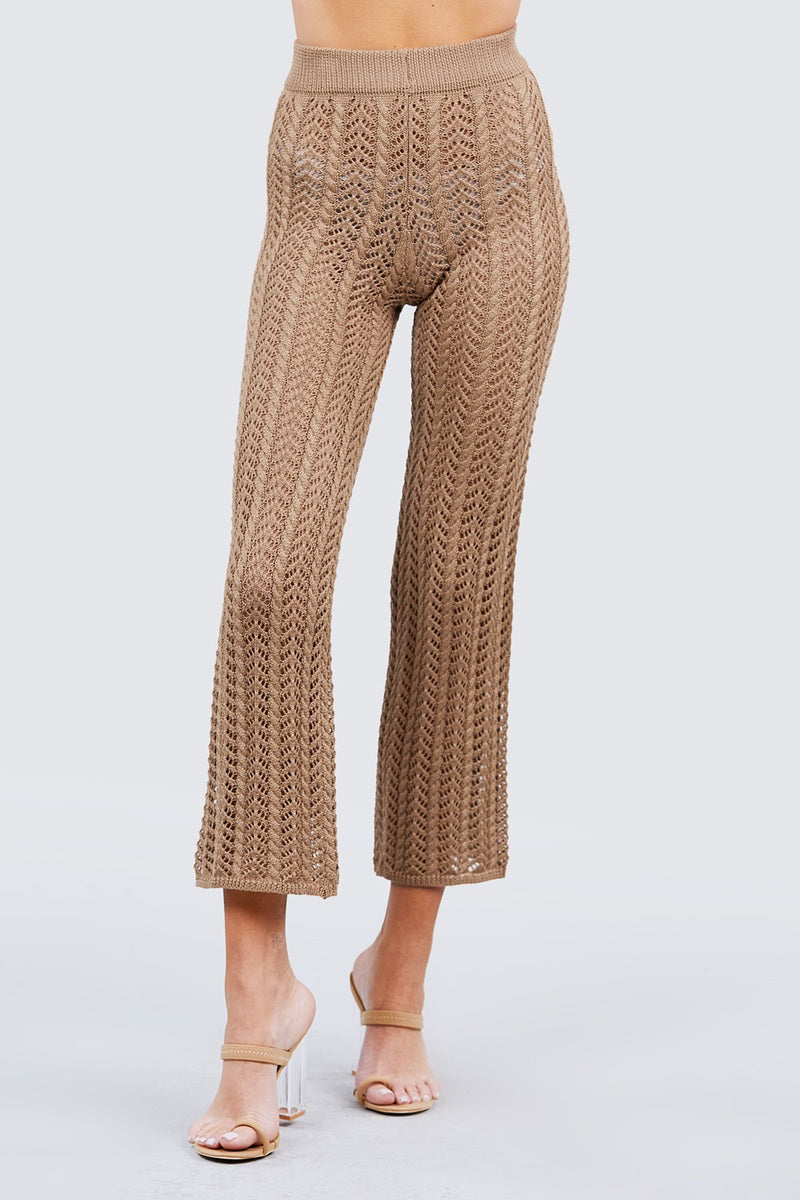 Flare Long Fishnet Sweater Pants - 2 colors - women's pants at TFC&H Co.