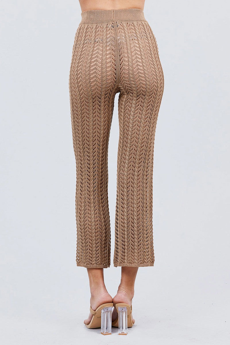 Flare Long Fishnet Sweater Pants - 2 colors - women's pants at TFC&H Co.