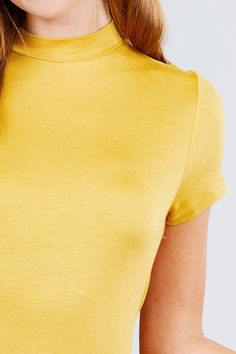 Short Sleeve Mock Neck Rayon Spandex Rib Top - 2 colors - women's top at TFC&H Co.