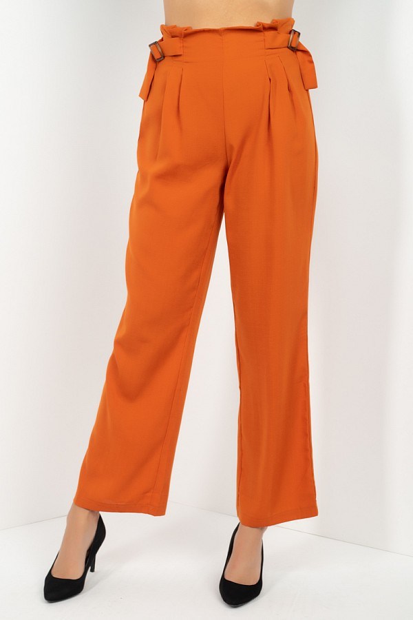 Rust - High Waist Paperbag Wide Pants - 2 colors - womens pants at TFC&H Co.