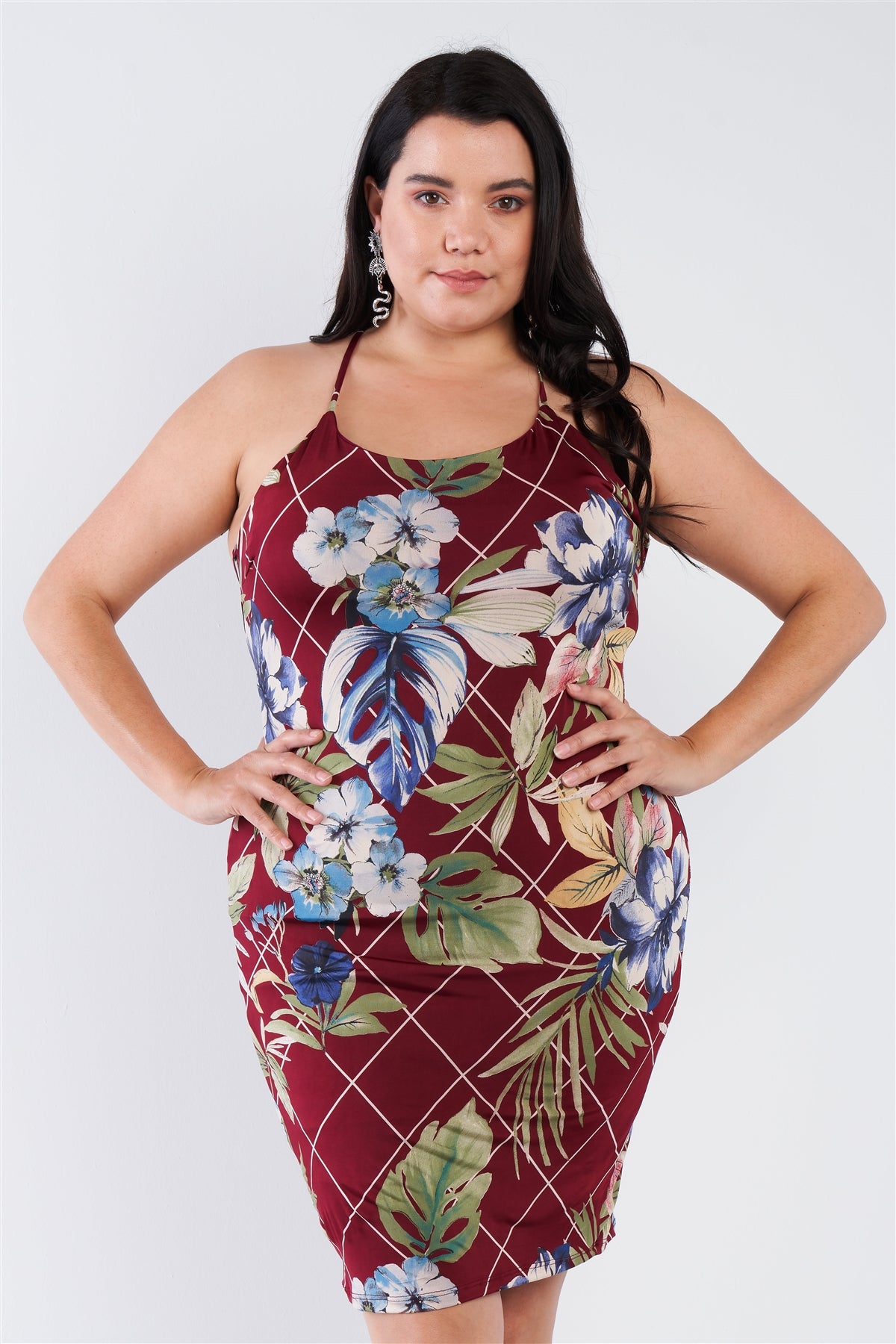 Voluptuous (+) Plus Size Criss-cross Open Back Mini Floral Print Dress -2 styles - women's dress at TFC&H Co.