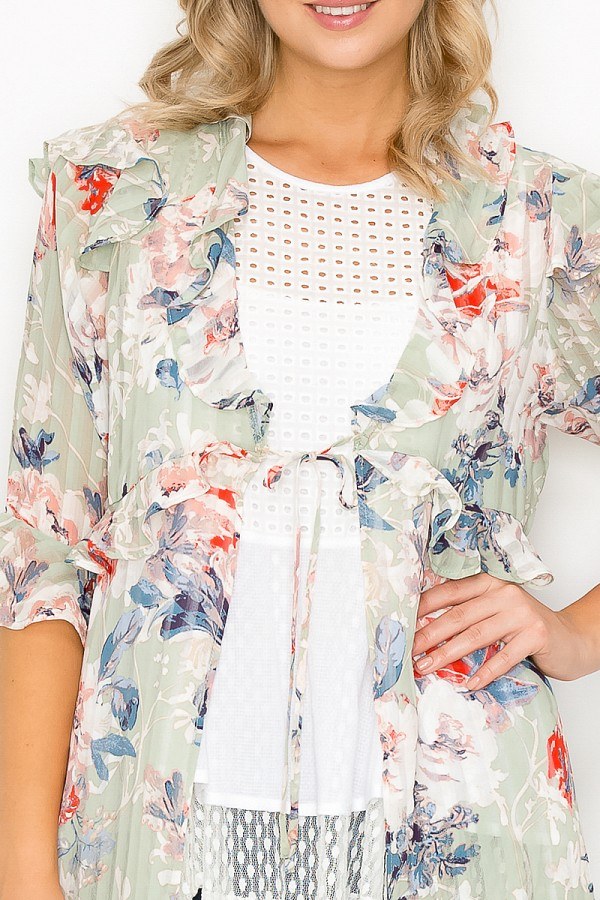 Ruffle Robe Cardigan - 3 colors - women's cardigan at TFC&H Co.