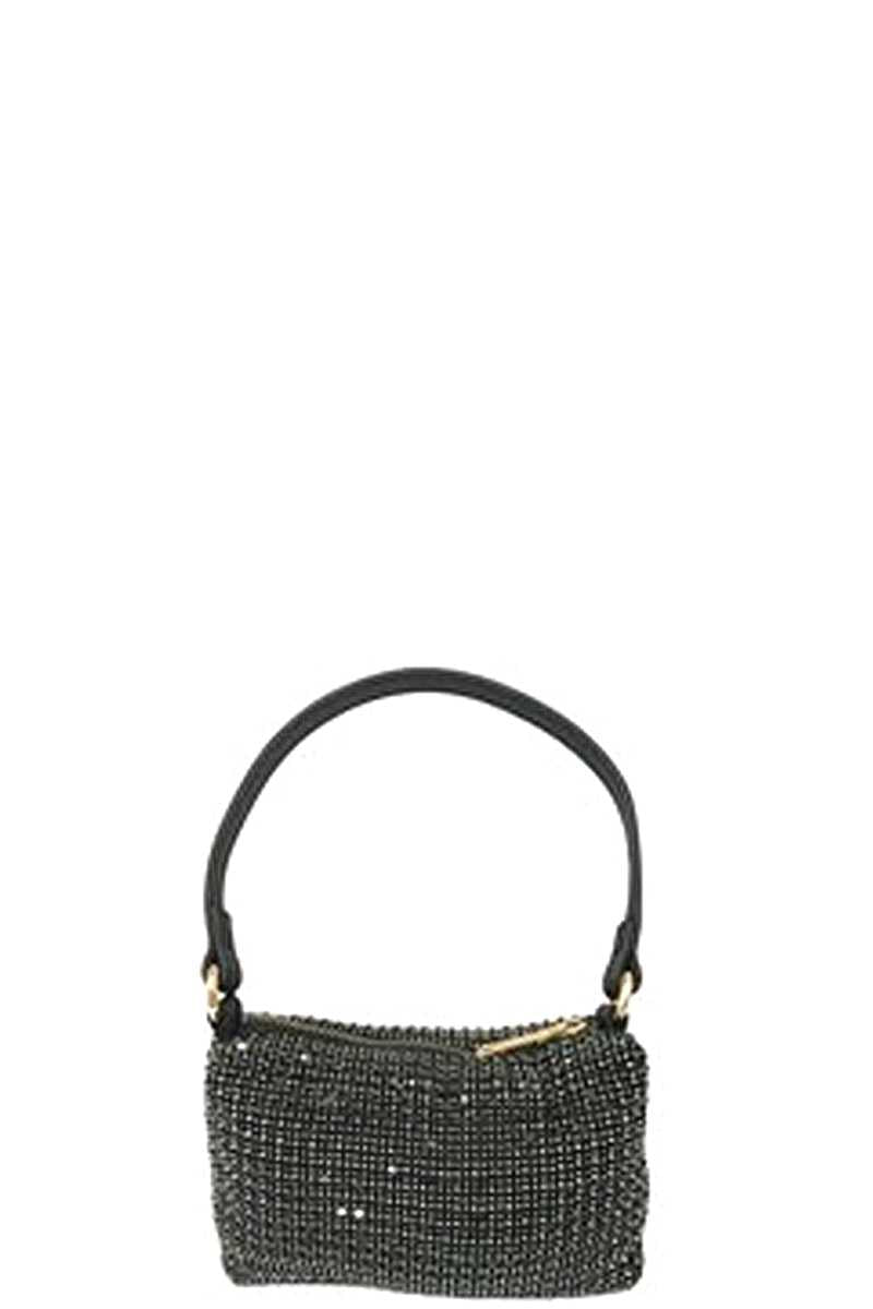 Black - Fashion Chic Rhinestone Handle Clutch Bag - handbag at TFC&H Co.