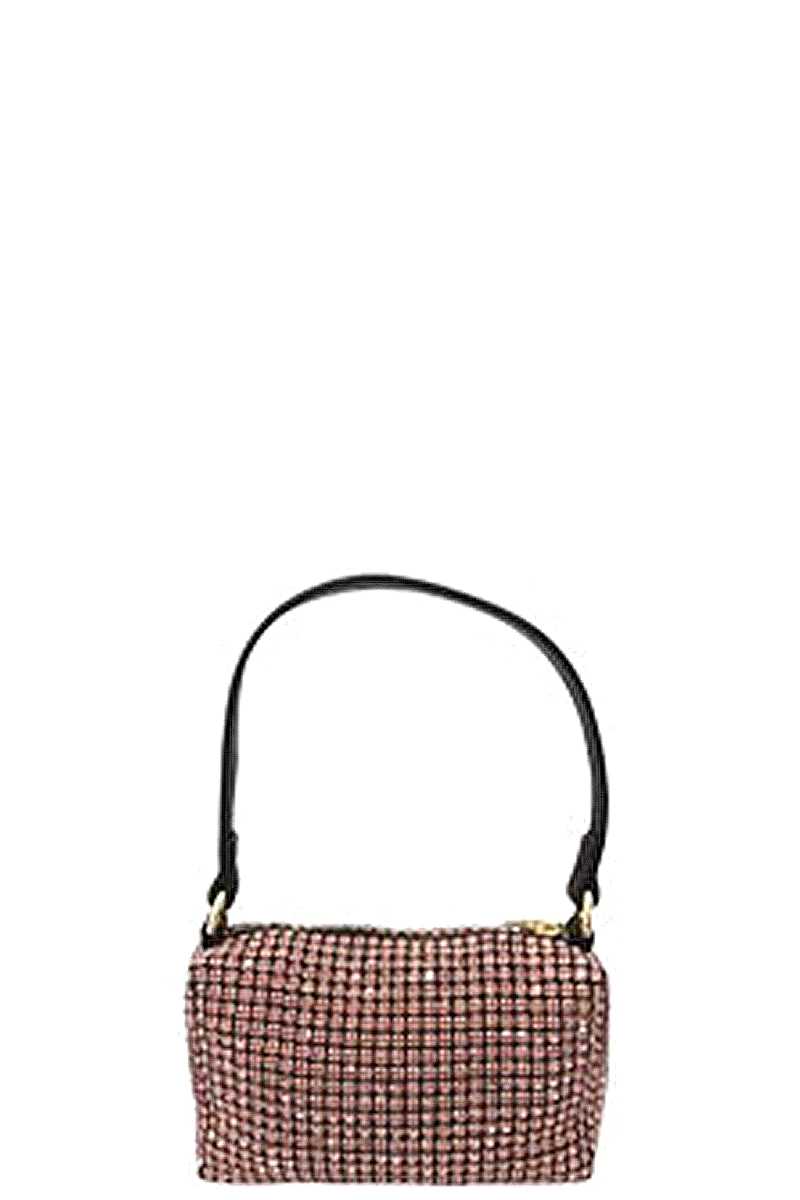 Pink - Fashion Chic Rhinestone Handle Clutch Bag - handbag at TFC&H Co.
