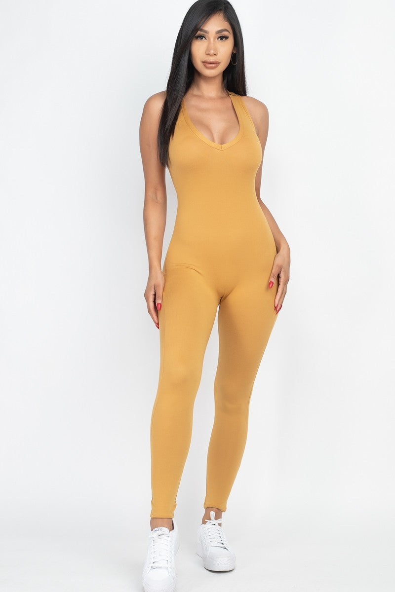 CAMEL - Racer Back Bodycon Jumpsuit - 8 colors - Ships from The USA - womens jumpsuit at TFC&H Co.