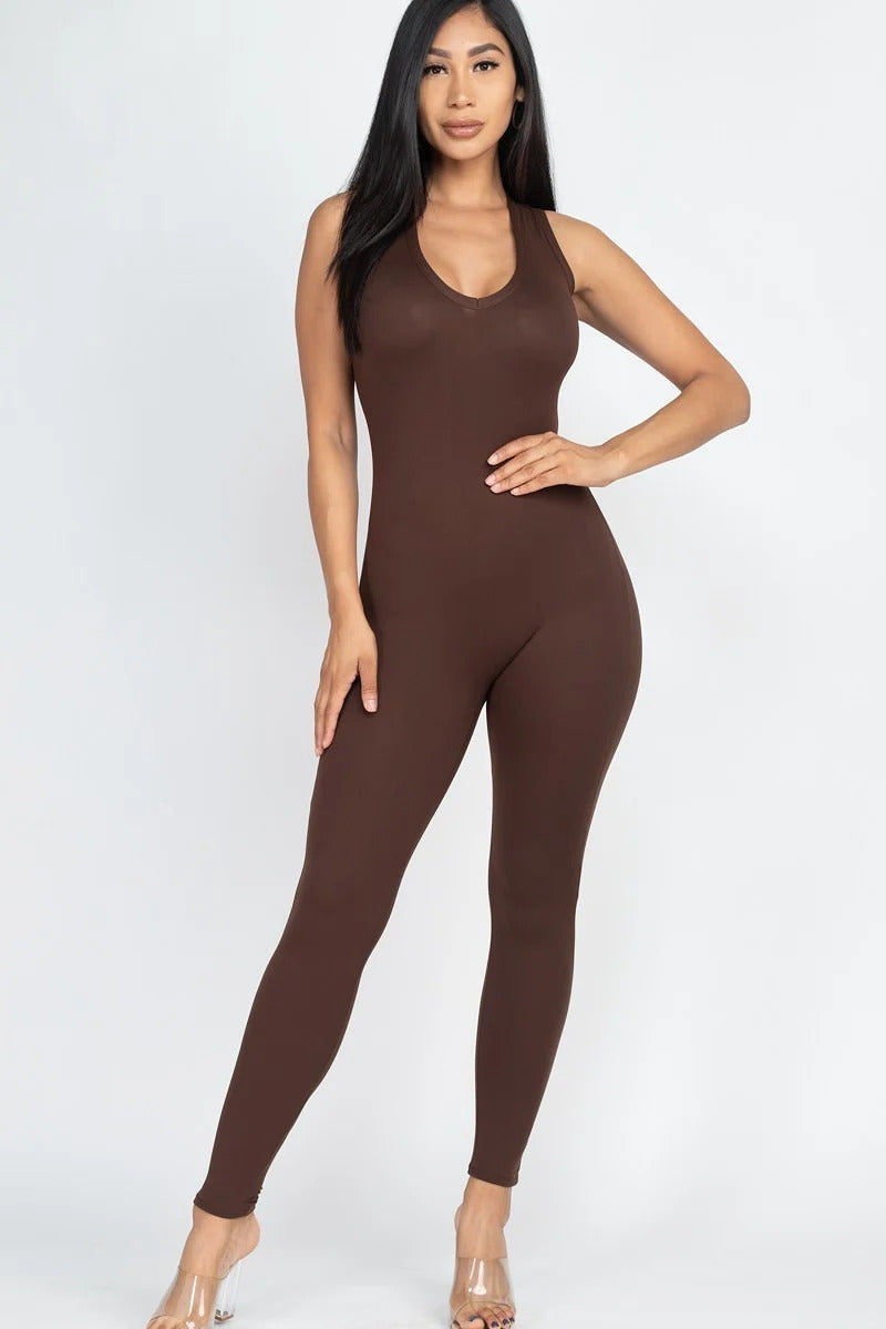 COFFEE - Racer Back Bodycon Jumpsuit - 8 colors - Ships from The USA - womens jumpsuit at TFC&H Co.