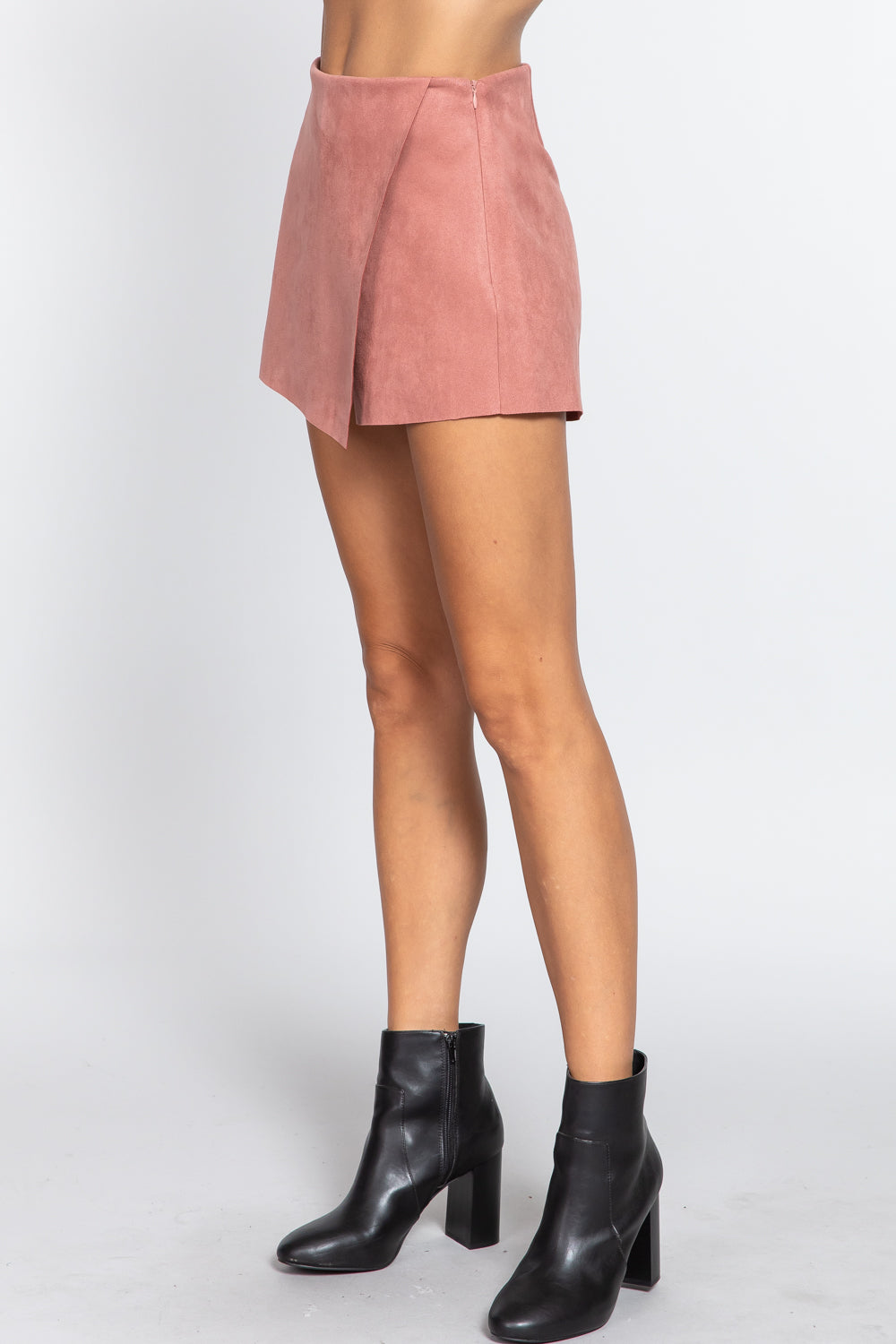 Front Wrap Faux Suede Short Pants - women's skort at TFC&H Co.