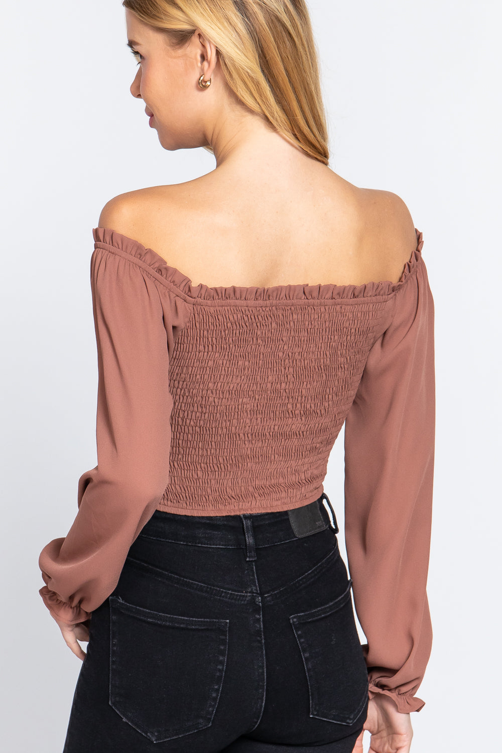 Off Shoulder Smocking Woven Top - 3 colors - women's shirt at TFC&H Co.