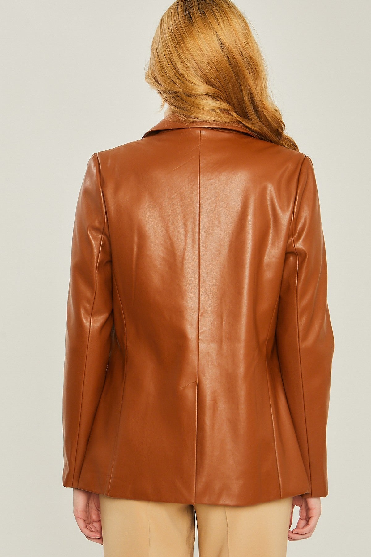 Pu Woven Solid Blazer - 2 colors - women's blazer at TFC&H Co.