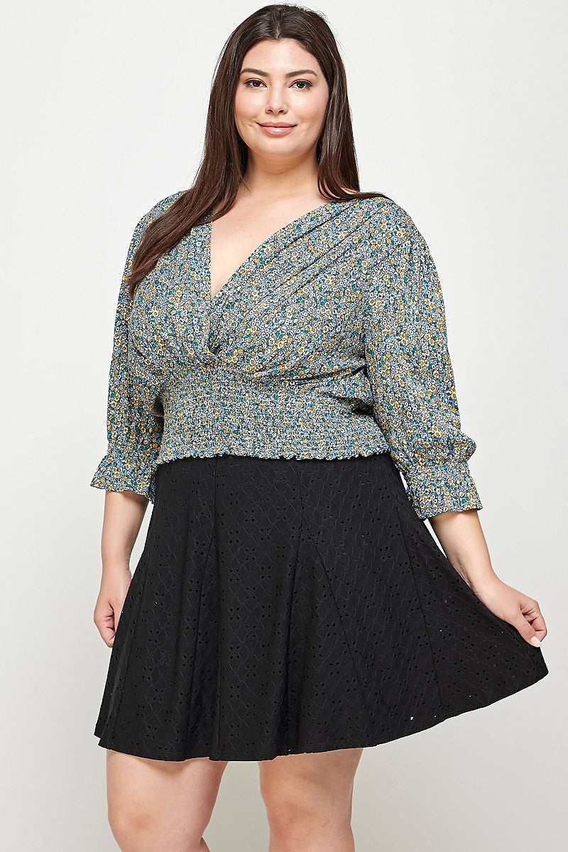 Voluptuous (+) Plus Size Knit Eyelet A-line Skirt - women's skirt at TFC&H Co.