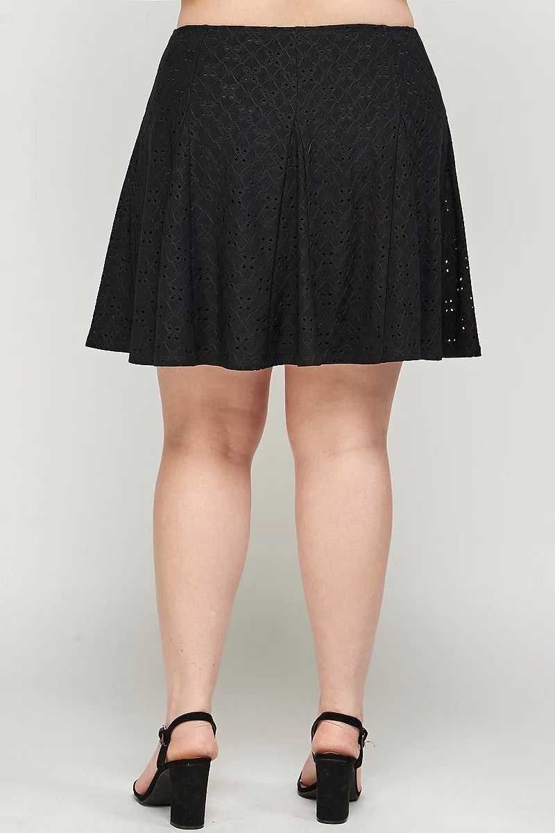 Voluptuous (+) Plus Size Knit Eyelet A-line Skirt - women's skirt at TFC&H Co.