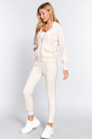 Pearl Ivory - Faux Fur Jacket & Jogger Pants Outfit Set - 9 colors - womens jogging set at TFC&H Co.