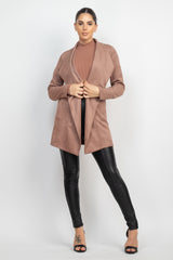 Dark Mauve - Open Front Suede Blazer - 3 colors - womens blazer at TFC&H Co.