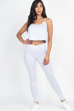 Oyster Grey - Cami Top And Leggings Outfit Set - 7 colors - womens pants set at TFC&H Co.