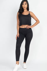 Black - Cami Top And Leggings Outfit Set - 7 colors - womens pants set at TFC&H Co.