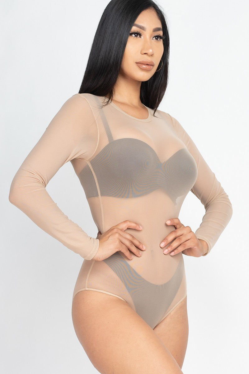 Sexy Sheer Mesh Long Sleeve Bodysuit - 3 colors - Ships from The US - women's bodysuit at TFC&H Co.