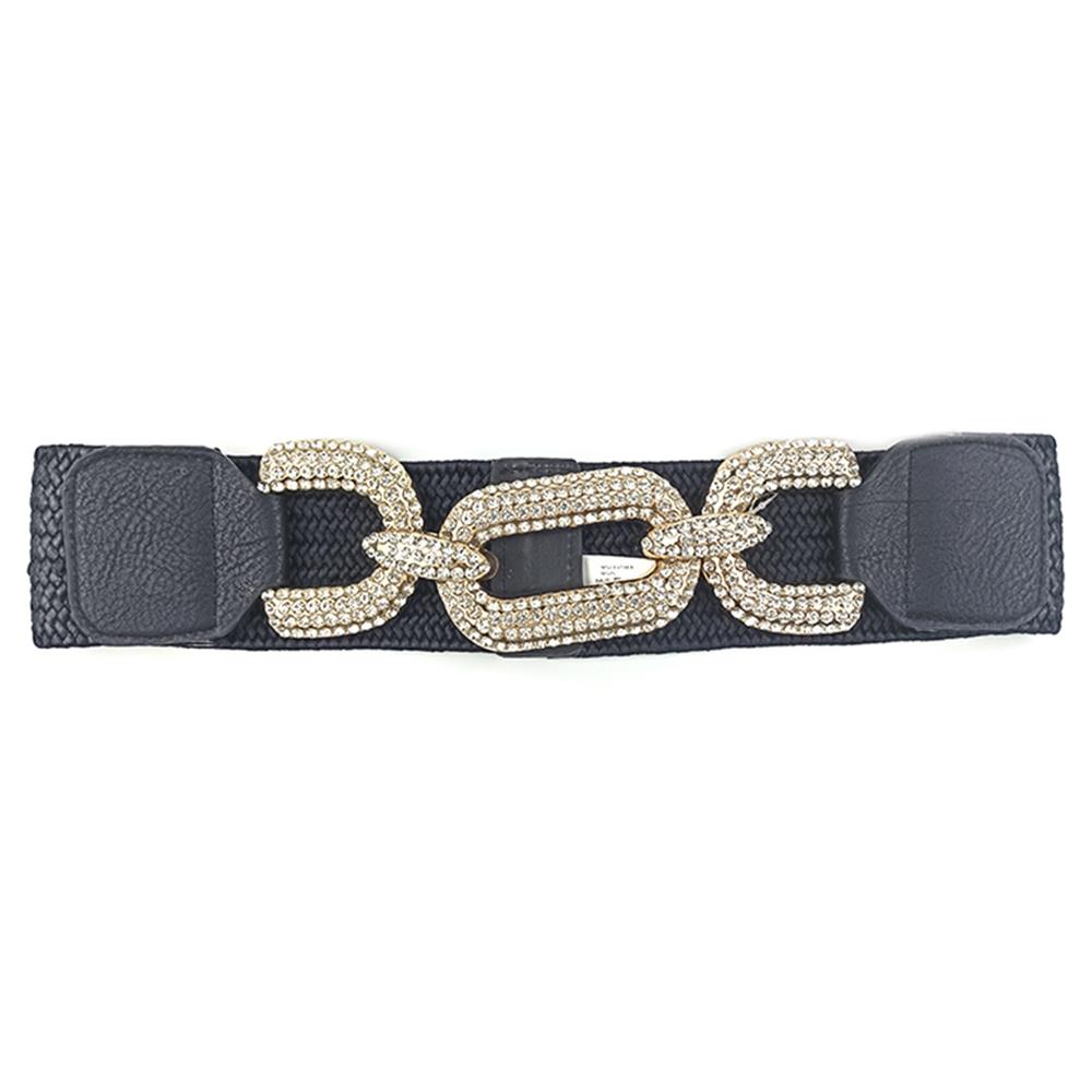 BLACK - Rhinestone Buckle Elastic Belt - 2 colors - Ships from The US - belt at TFC&H Co.