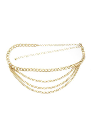 GOLD - Metal Multi Chain Layered Bally Chain Belt - Ships from The US - belt at TFC&H Co.