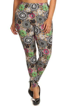 - Voluptuous (+) Plus Size Abstract Print Slim Fit Leggings - Ships from The USA - womens leggings at TFC&H Co.