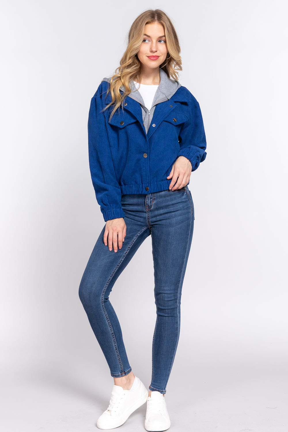 Long Slv Hooded Corduroy Jacket - 5 colors - women's jacket at TFC&H Co.