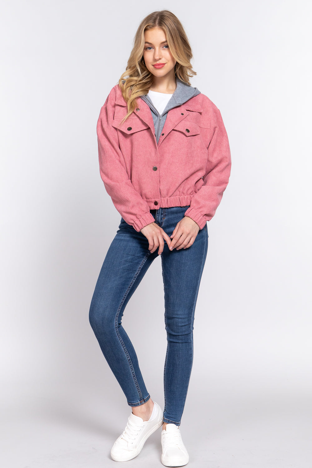 Long Slv Hooded Corduroy Jacket - 5 colors - women's jacket at TFC&H Co.