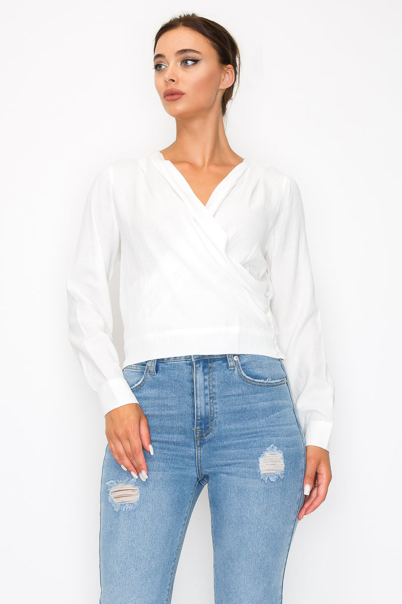 Front Wrap Surplice Neck Top - 5 colors - women's shirt at TFC&H Co.