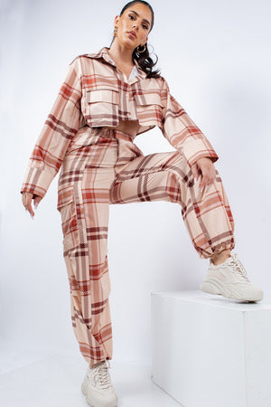 Taupe - It's Lit Cropped Shirt & Cargo Pants Outfit Set - 2 colors - womens pants set at TFC&H Co.