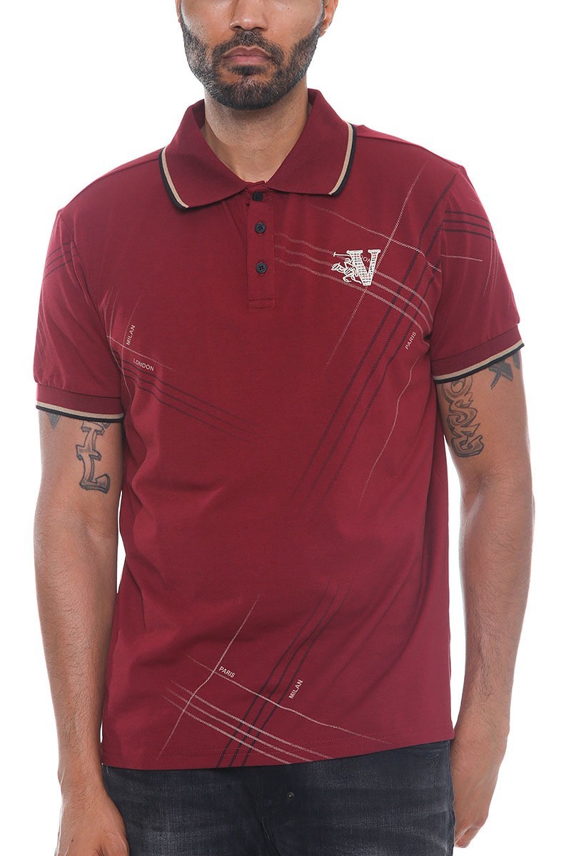 Burgundy - Version Couture Polo Button Down Men's Shirt - 4 colors - mens polo shirt at TFC&H Co.