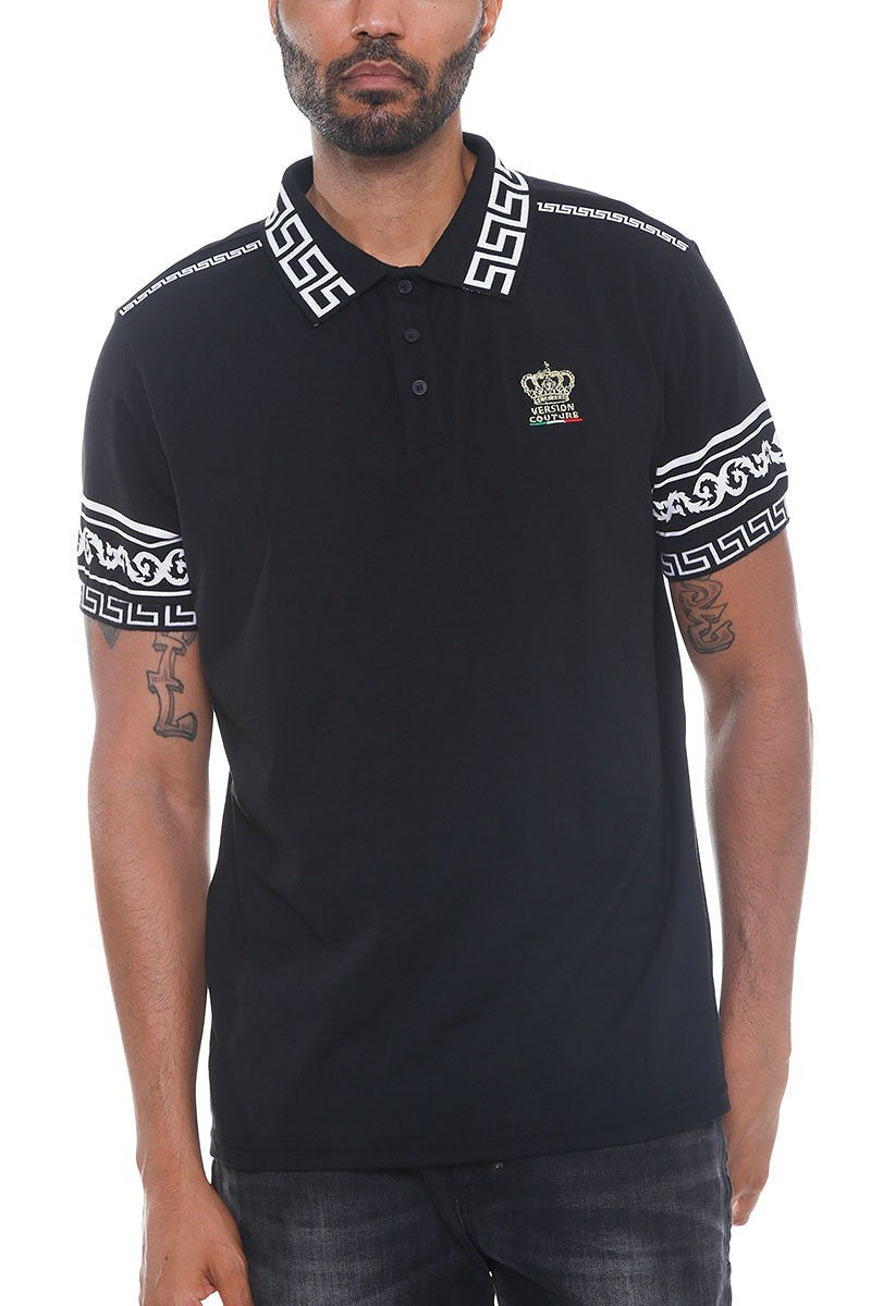Black - Version Couture Men's Polo Button Down Shirt - 4 colors - mens polo shirt at TFC&H Co.