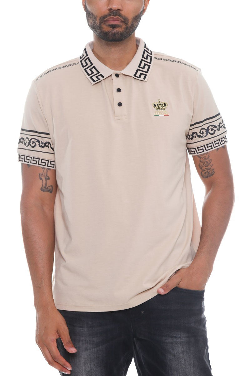 Beige - Version Couture Men's Polo Button Down Shirt - 4 colors - mens polo shirt at TFC&H Co.