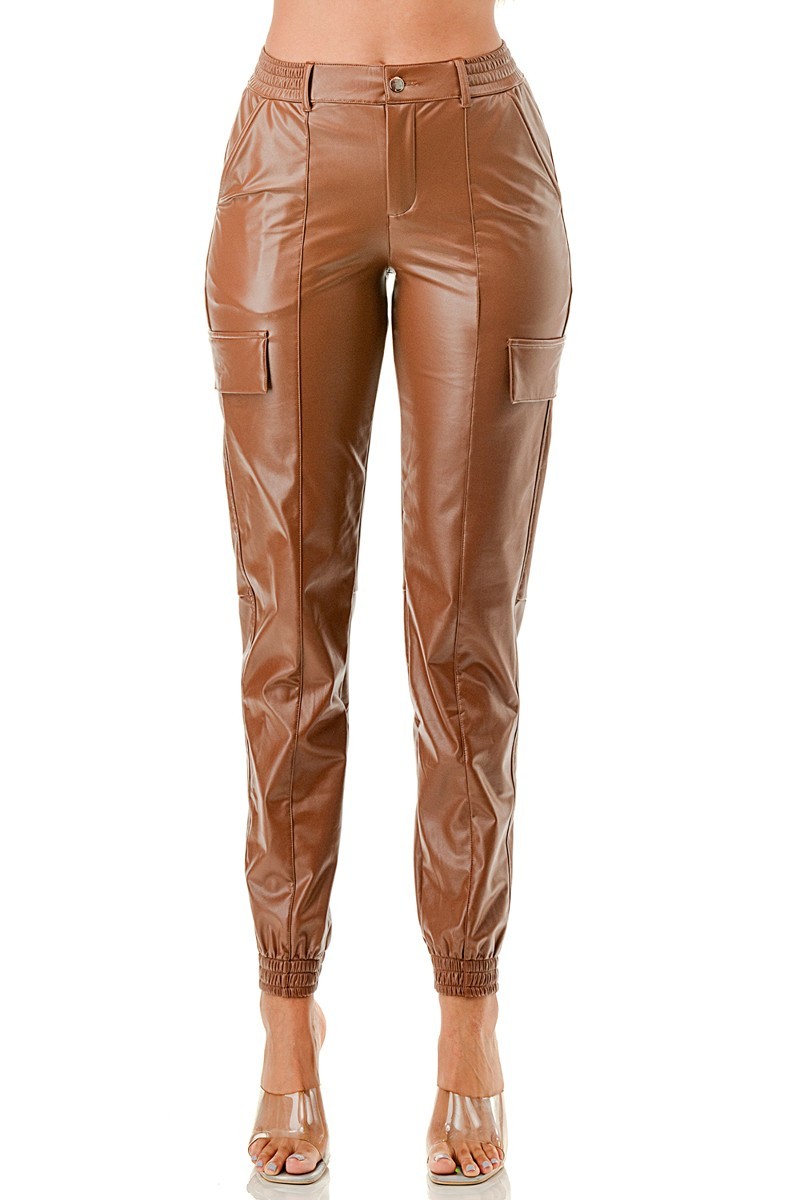- Nothing On Me Slim Fit Faux Leather Jogger (Fleece lined) - 2 colors - womens joggers at TFC&H Co.