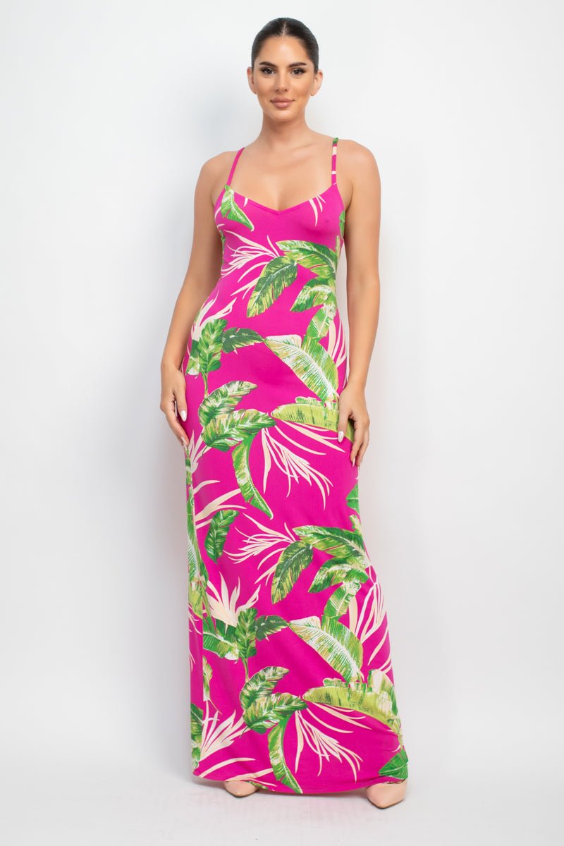 Fuchsia - Scoop Tropical Print Maxi Dress - 6 colors - womens dress at TFC&H Co.