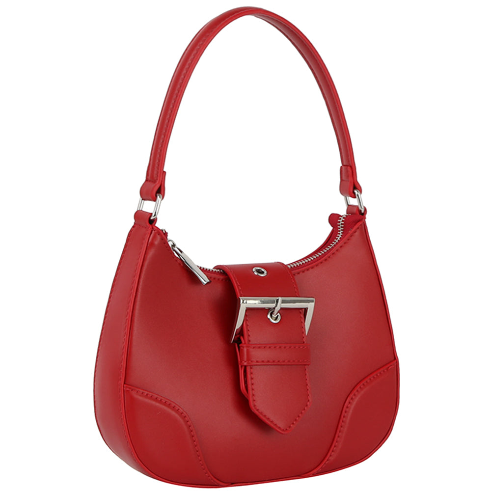 Red - Fashion Buckle Curve Handle Shoulder Bag - 3 colors - handbag at TFC&H Co.